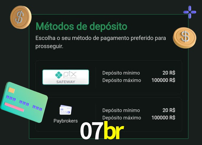 O cassino 07br oferece uma grande variedade de métodos de pagamento